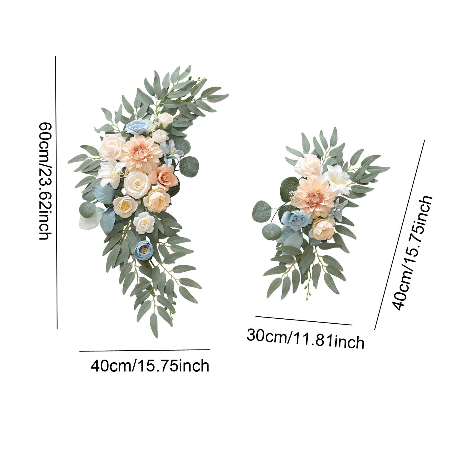 Abbraccia 2 Pieces Wedding Arch Flowers Welcome Sign Decoration Corner Flowers Artificial Flowers for Ceremony Birthday Window Ornament Champagne Blue