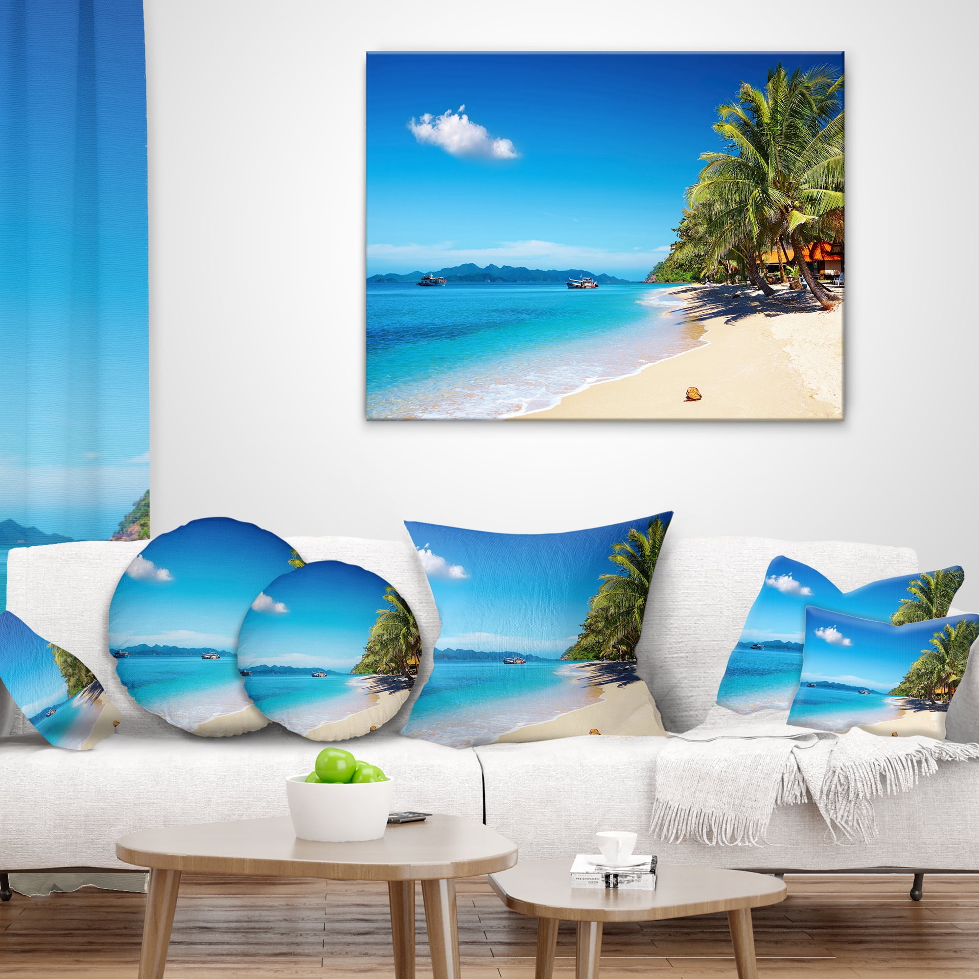 Designart Tropical Beach Thailand - Photography Throw Pillow - 12x20