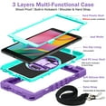 thumbnail image 3 of Dteck Case for Samsung Galaxy Tab A 8.0" SM-T290 T295 (2019 Released) 8-inch,Shockproof Rubber 3-Layers Protection Case Hybrid Kickstand Cover with Hand & Shoulder Strap,Purple+Mint, 3 of 9