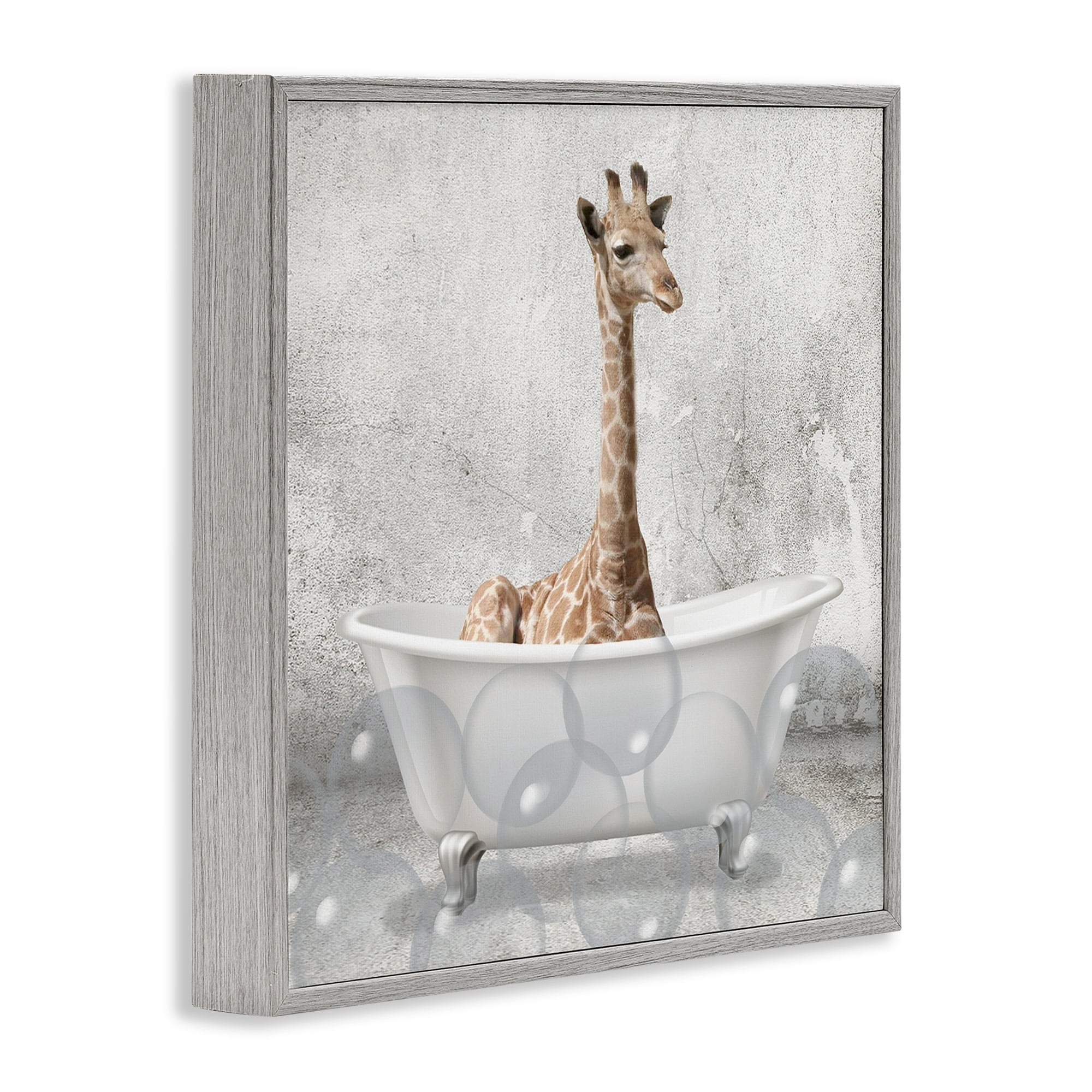 Stupell Industries Baby Giraffe Bath Time Cute Animal Design, 12 x 12,Design by Kimberly Allen
