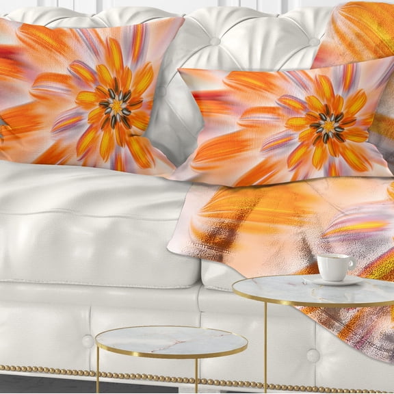 Designart Dance of Fractal Yellow Petals - Abstract Throw Pillow - 12x20
