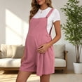 thumbnail image 4 of Hpgjzj Maternity Short Overalls Adjustable Straps Cotton Blend Loose Fit Casual Pregnancy Romper with Pockets, 4 of 7