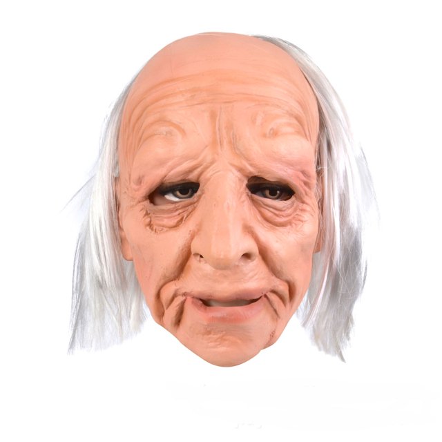 Máscara de Halloween con cara de abuelo y abuela, peluca para cosplay de hombre viejo