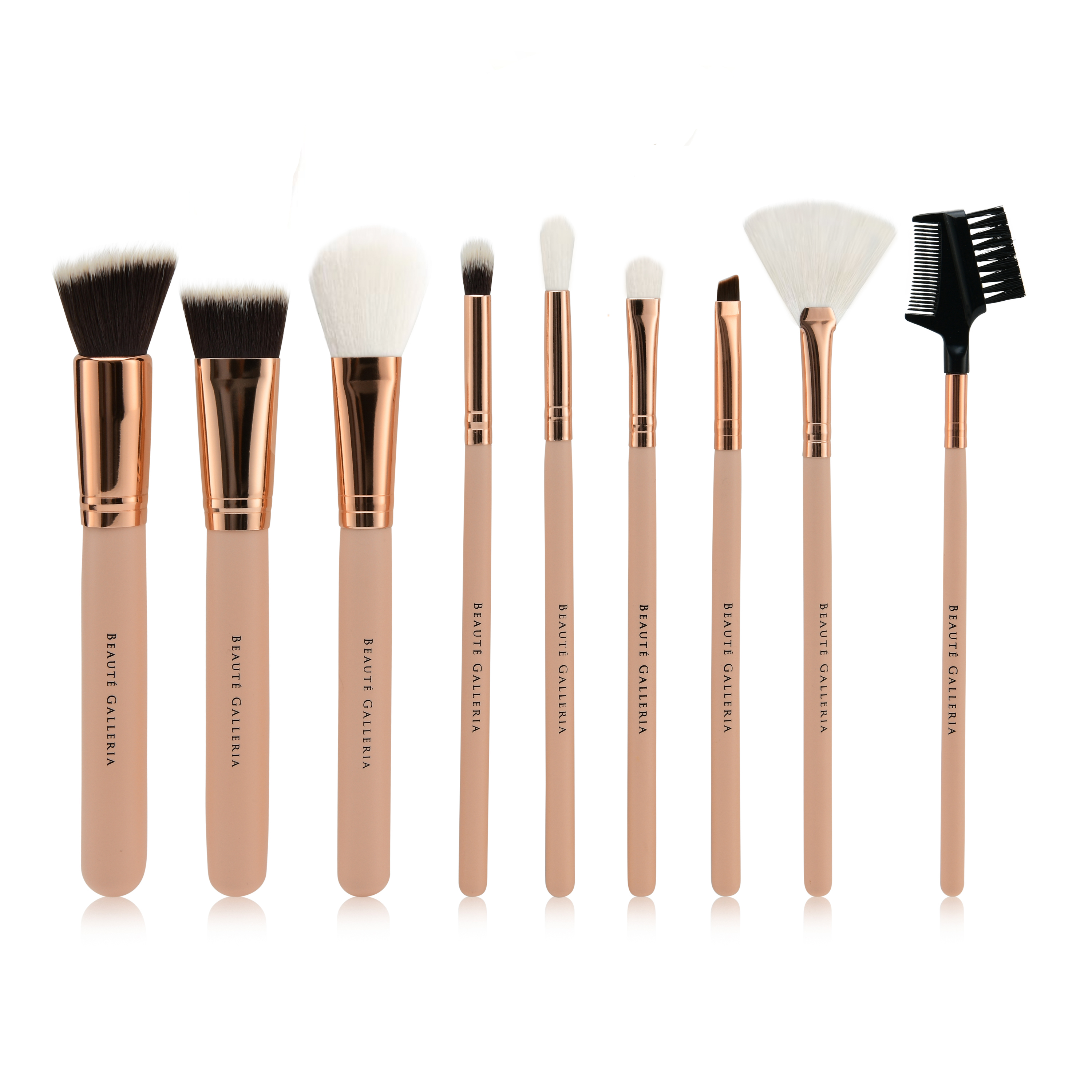Beaute Galleria Makeup Brush Set, Vegan Cruelty-Free Synthetic Bristles with Travel Pouch Bag, 9 Pieces - image 2 of 8
