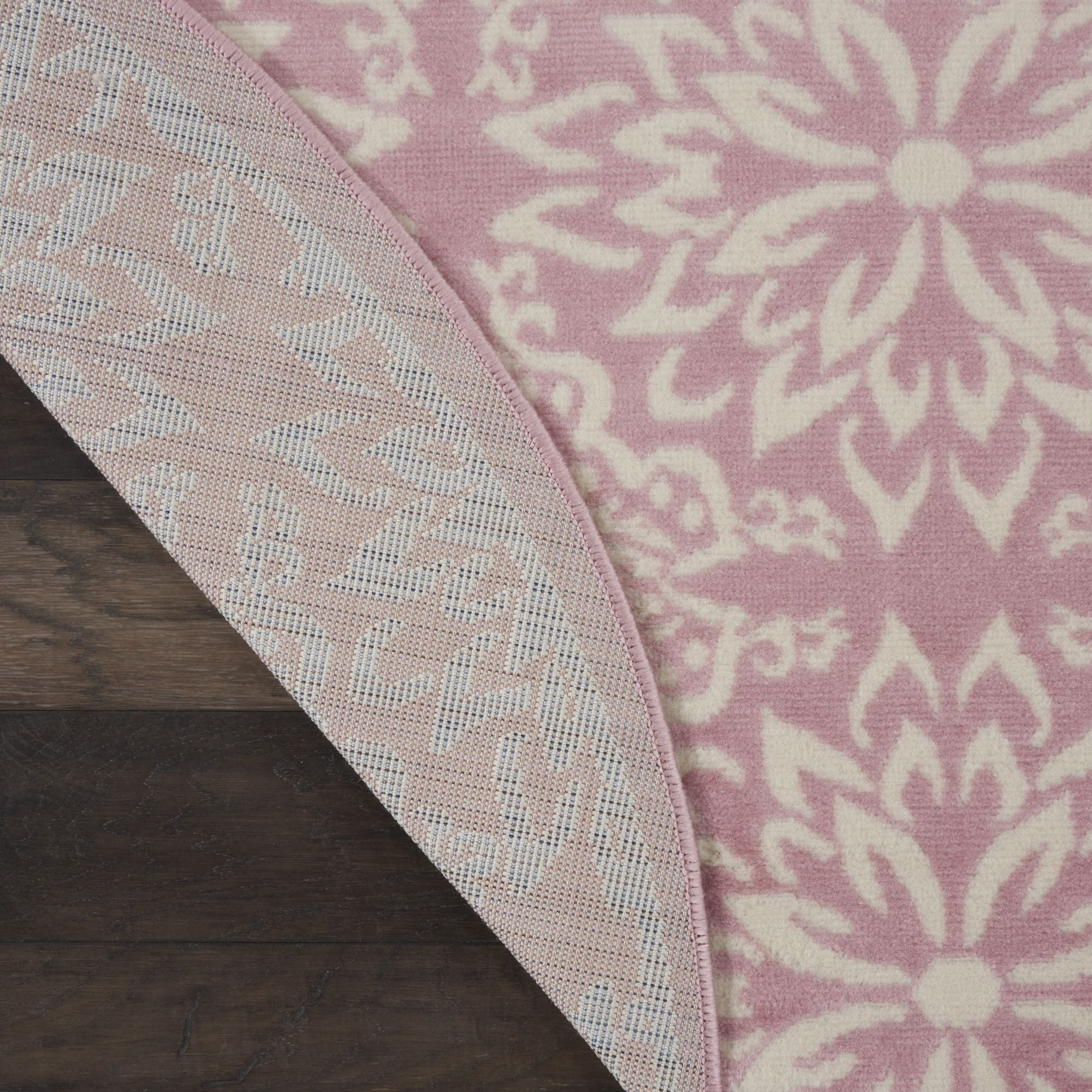 Nourison Jubilant Geometric Floral Ivory/Pink 5'3" x ROUND Area Rug, (5' Round)