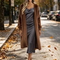 thumbnail image 6 of Smsaxvxz Womens Long Cardigan Sweaters Fashion Open Front Oversized Knit Fall Trendy Coat Jacket Brown M, 6 of 7