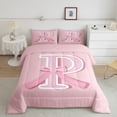 thumbnail image 2 of Manfei Kids Personalized Initial P 2pcs Twin Comforter Set - Kawaii Pink Bow Princess, 2 of 8