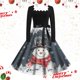 thumbnail image 1 of Vestido Informal Retro Con Cordones y Cuello Cuadrado de Manga Larga Con Estampado Navideño Para Mujer, Otoño E Invierno (6), 1 of 3