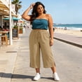 thumbnail image 3 of XAOFW Casual Capri Pants For Women Loose Fit Straight Leg Trousers High Waisted Work Pants With Pockets Soft Bottoms XL, 3 of 6
