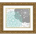 thumbnail image 1 of Robinson, Tamara 18x15 Gold Ornate Wood Framed with Double Matting Museum Art Print Titled - Teal Foliage Floral, 1 of 4