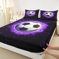 thumbnail image 4 of Erosebridal Football Sport Games Queen Sheet Sets,Black Purple Bed Set For Kids Boys 4pcs, 4 of 6