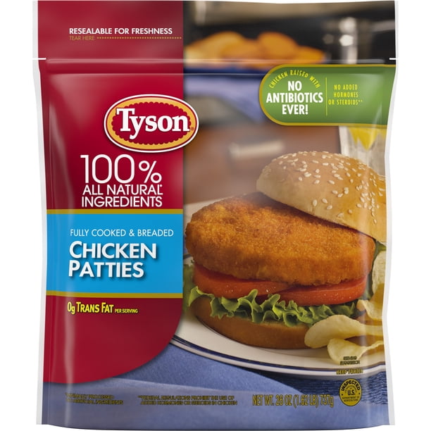 Tyson Chicken Patties 1 62 Lb Bag Frozen Walmart Com Walmart Com