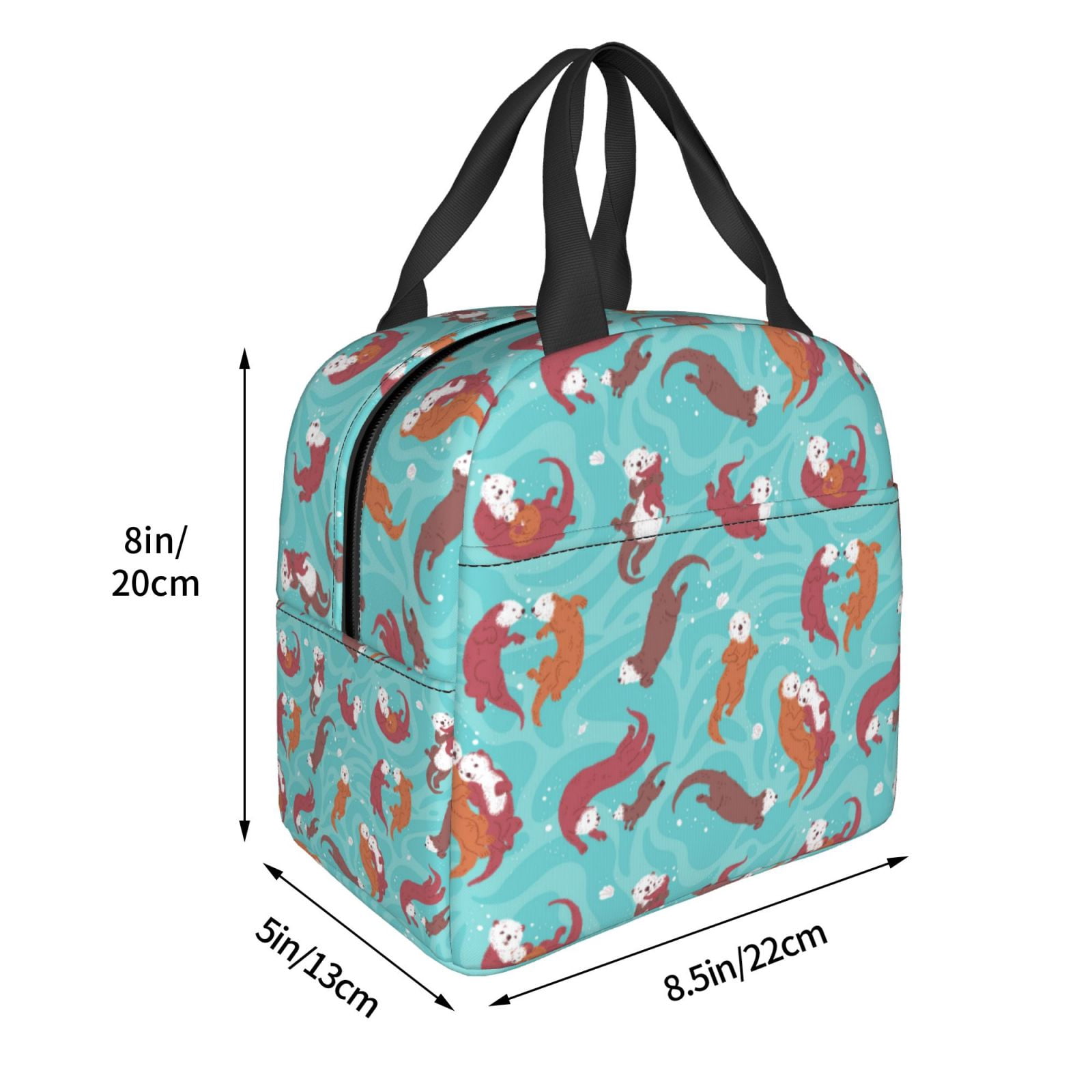 Ratiio Sea Otters Family In Blue Water Print Lunch Bag Lunch Box Insulated Lunch Bag Adult Lunch Box for Men and Women