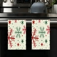 thumbnail image 2 of YladaFaie Red Green Snowflakes Christmas Kitchen Dish Towels Set of 2 Funny Pattern Hand Towels with Hanging Loop for Bathroom Cooking Home Decor, 16 x 24 Inch, 2 of 7