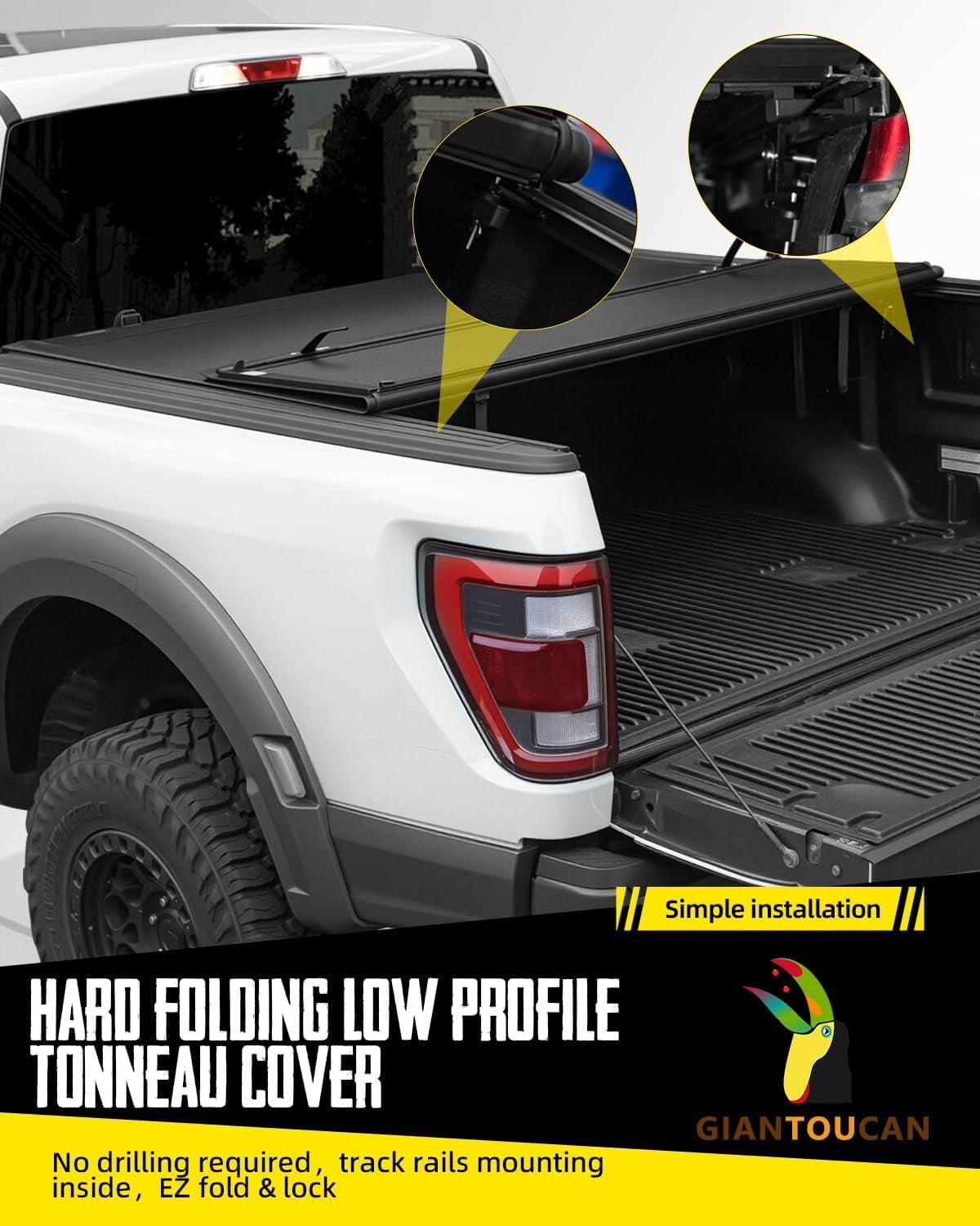Hard Tri Fold Low-pro Tonneau Cover compitable with 2022-2026 Tundra 5.5ft Bed with Deck Rail System
