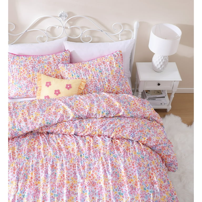 Garden Posies Pink 3-Piece Comforter Set - Soft Microfiber
