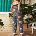 thumbnail image 4 of WTOBBY Women's Floral Printed One-Piece Pants Jumpsuit, Casual Loose Fit with Retro Straps in Cotton and Linen Blend, Perfect for Comfortable Fashion,Blue2XL, 4 of 6
