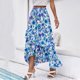 thumbnail image 4 of Falda midi bohemia con estampado floral, cintura alta, dobladillo con volantes, perfecta para fiestas y vacaciones diarias, talla L, 4 of 7