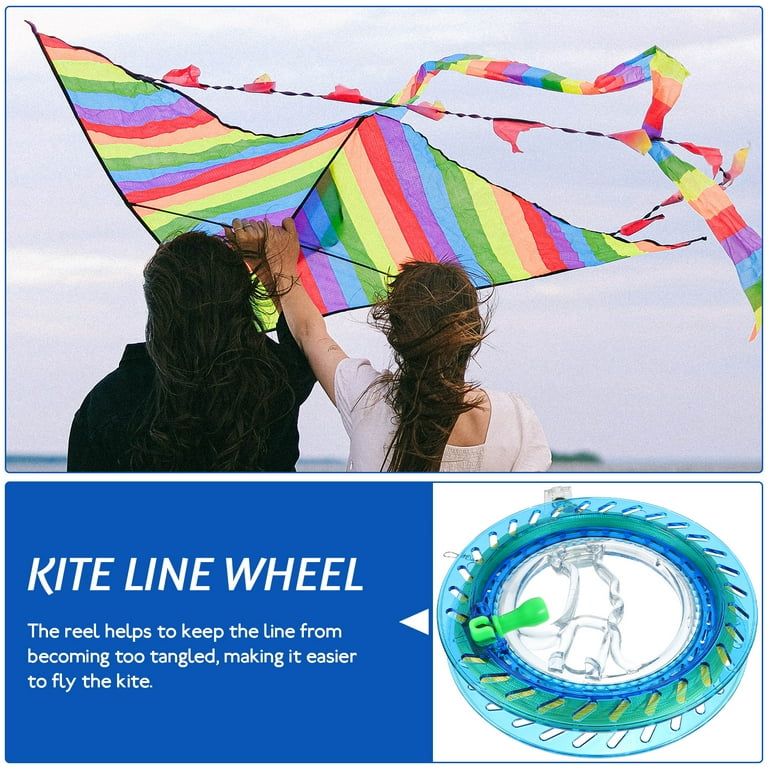 Reusable Kite Reel Outdoor Kite Strings Winder Kite Winding Reel with Kite Flying String, Girl's, Size: 18.30X18.30X2.80CM, Blue