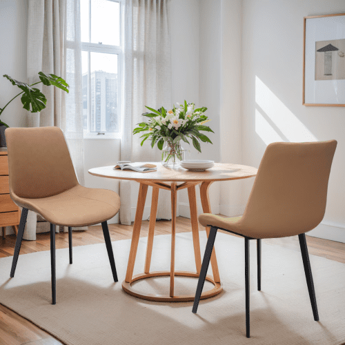 PU Leather Dining Chairs Set of 4, Modern Upholstered Kitchen Chairs with Metal Legs for Dining Room, Restaurant, Living Room, Meeting Room, Brown