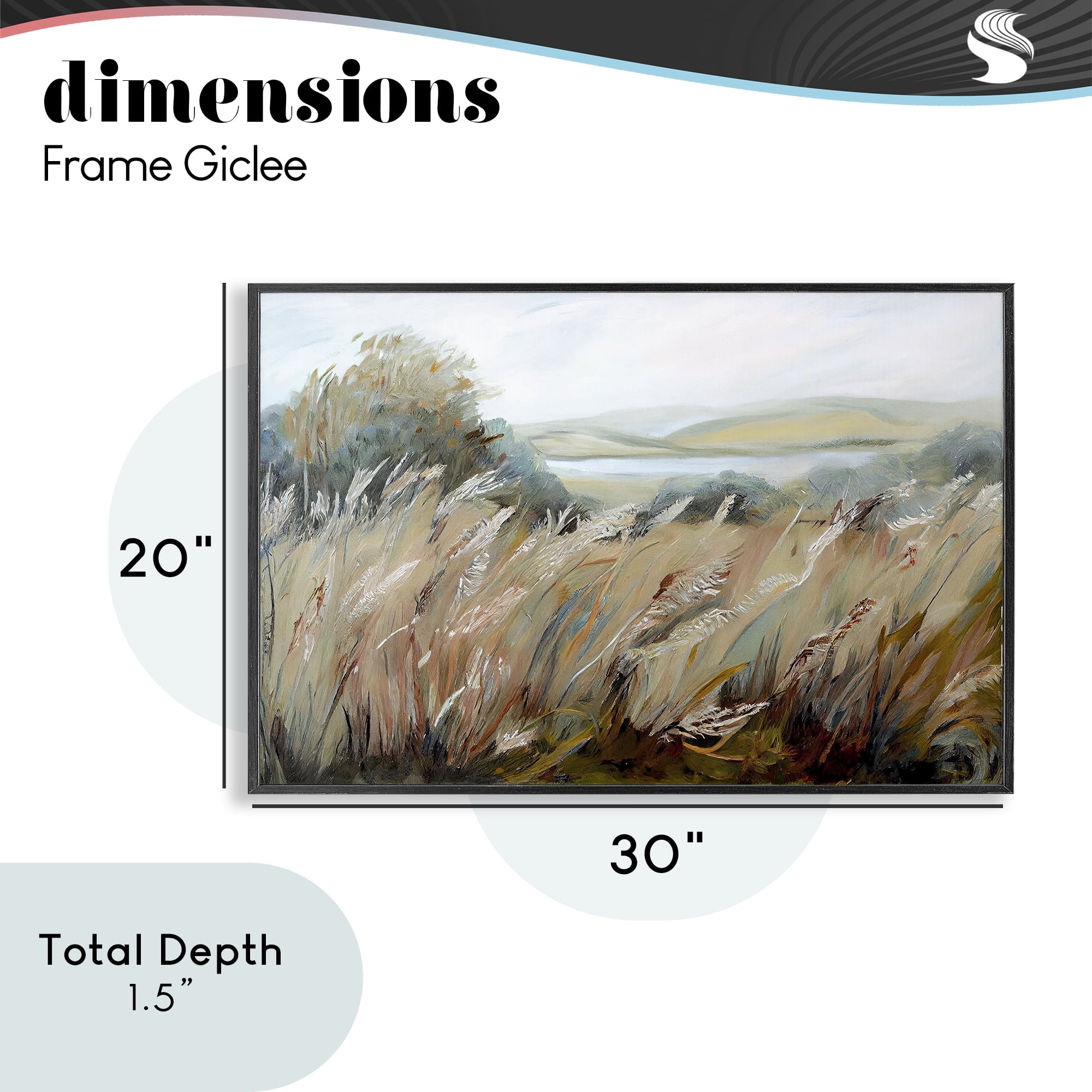 Windy Meadow Distortion Black Framed Giclee Art, design by Sasha
