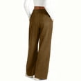 thumbnail image 6 of Jeans for Women Pull On Palazzo Pants Summer High Waist Wide Leg Trousers Casual Flowy Loose Pants with Pockets Brown L, 6 of 7