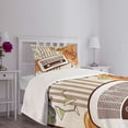 thumbnail image 3 of Ambesonne Retro Quilted Bedspread Set 2 Pcs, Party Art with Old Radio, Twin Size, Orange Dark Brown Beige, 3 of 5