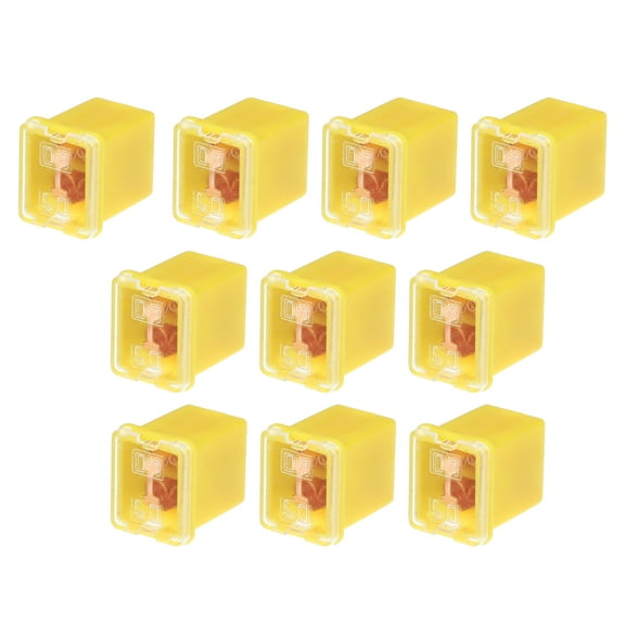Unique Bargains 10 Pcs Mini Box Shaped Fuse 60 Amps Universal for Pickup Truck Cars SUV Durable Plastic Metal Yellow