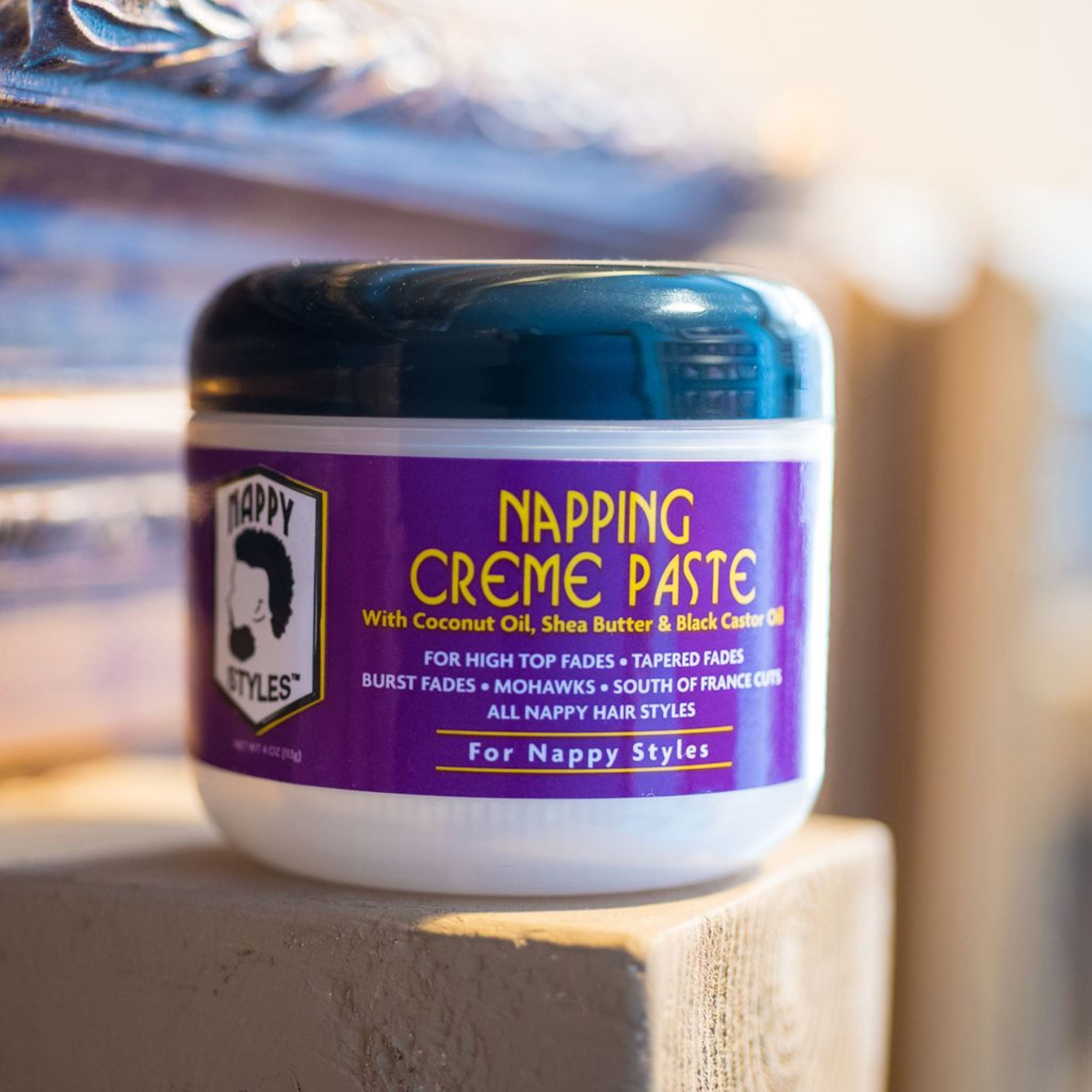 (6 pack) Nappy Styles Napping Crème Paste with Shea Butter, Coconut Oil and Black Castor Oil, 4oz, Unisex