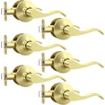 thumbnail image 1 of Leviers de Porte en Or Brossé pour Intérieur, Poignées de Porte de Passage en Laiton, Style Rabattable, Poignées de Porte de Hall/placard, Intérieur Sans Clé, Ensembles de Leviers Non Verrouillables, Réversibles pour Côté Droit/gauche, 1 of 8