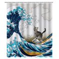 thumbnail image 4 of 3D Digital Shower Curtain with 12pcs Hook Bathroom, Funny Cat Shower Curtain, Kitten Taking Shower Cartoon Animals Bathroom Curtain Home Decor Waterproof Fabric Machine Washable, 72" L x 72" W, 4 of 6