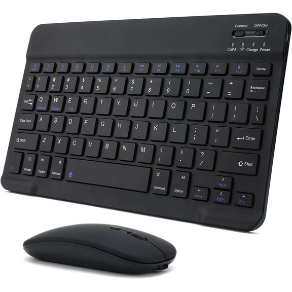 Innotech SC Rechargeable Bluetooth Keyboard and Mouse Combo Ultra-Slim Portable Compact Wireless Mouse Keyboard Set for Android Windows Tablet Cell Phone iPhone iPad OS/iOS 13 and Above- Black