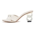 thumbnail image 2 of XYD Women Classic Bowknot Crossed Strap Mules Chain Heel Backless Open Toe Slides Sandals Casual Dressy Shoes Size 9 White, 2 of 4