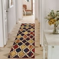 thumbnail image 6 of 8' Red Blue Quatrefoil Power Loom Distressed Stain Resistant Runner Rug, 6 of 7