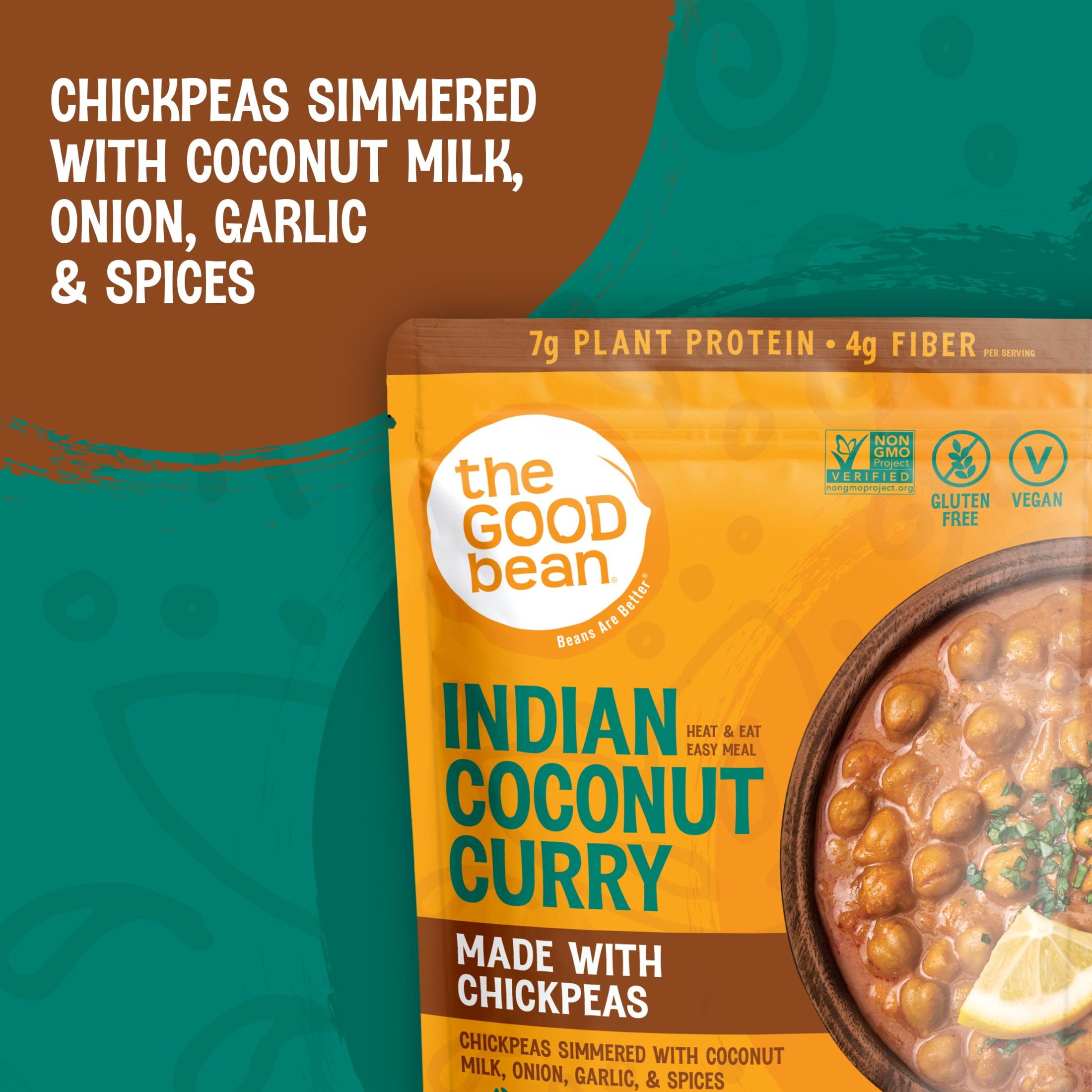 (4 pack) The Good Bean Heat & Eat Indian Coconut Curry 10oz