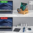 thumbnail image 4 of Pezin & Hulin Bamboo Charger Station for Multi Devices Charging Dock  with 5-Port USB HUB for Phone/Tablet/Watch, 4 of 7