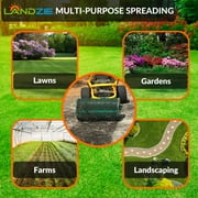 LANDZIE Lawn & Garden Spreaders - 36 inch Heavy Duty Metal Mesh Basket Push/Tow Spreader - Compost, Peat Moss, Top Soil, Mulch - Durable Lightweight Multi-Purpose Yard Care Equipment