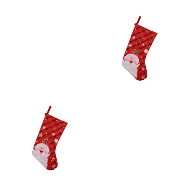 Bewildely Calcetín de Navidad Santa Claus árbol de Navidad chimenea ventana almacenamiento calcetín hogar granja colgantes decoración para niños Rojo 2piezas Bewildely CBP443418