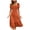 Brown, variant on Summer Dress for Women Square Neck Puff Sleeve Button Down A-Line Midi Dress with Ruffle Hem Slit