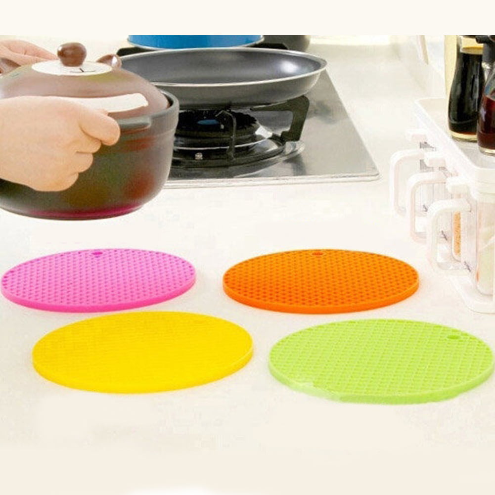 Silicone Heat Insulation Placemat Plate Coaster Round Pad Cup Table Bowl Mat 