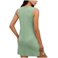 thumbnail image 5 of Women's V-Neck Sleeveless T-Shirt Dress Solid Side Slit Loose Summer Casual Maxi Dress, 5 of 8