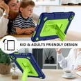 thumbnail image 6 of for TCL Tab 8 V/Tab 8 SE (6048E) Tablet Case Soft Silicone Rubber Heavy Duty Hybrid Had Back Shell Protection Shockproof Kids Friendly with Built in Stand Shoulder Strap (Navy+Green), 6 of 7