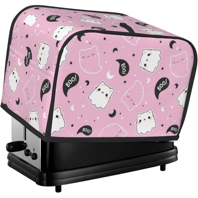 Toaster Cover 2 Slice Pink Cute Ghost Dustproof Bread Maker Cover Fingerprint Bakeware Protection Wide Slot Toaster Bag Reusable Kitchen Small Appliance Cover TC278