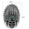 thumbnail image 2 of Luxe Jewelry Designs Men's High Polished Stainless Steel Skull Design Ring with Emerald Crystals -, 2 of 4