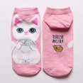 thumbnail image 4 of TIEVOSA Chaussettes Mignonnes pour Dames et Filles avec Dessin Animé de Trois Petits Animaux Chat (Rose), 4 of 4
