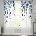 thumbnail image 2 of Navy Blue Eucalyptus Leaves Sheer Curtains 84 Inches Long 2 Panels Set, Window Sheer Curtains for Living Room/Bedroom, Watercolor Summer Botanical Light Filtering Rod Pocket Curtain 52'' x 84'' x 2, 2 of 7