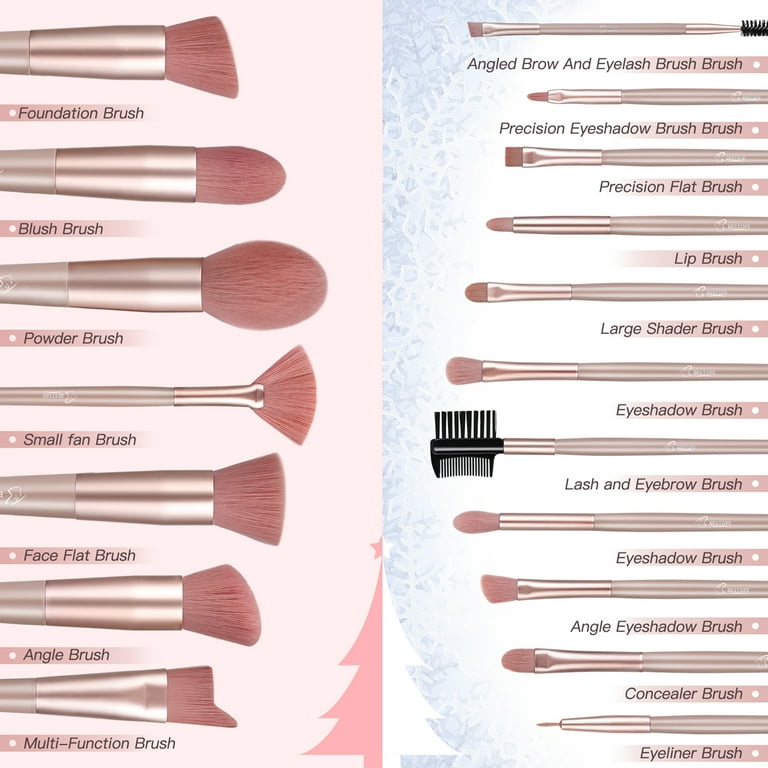 Bestope Professional 18-Piece Makeup Brush Set Pink