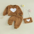 thumbnail image 2 of Heart Pattern Fleece Sweatshirts Pants Bag for Toddler Girls in Fall, 2 of 9