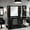 Black, variant on BarberPub Vanity Table Set with Mirror Makeup Styling Barber Station with Drawer Modern Black 3143