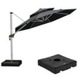 thumbnail image 2 of PURPLE LEAF Parasol de Patio Rond de Luxe 10 Pi avec Base, Grand Parasol Déporté à Mât Décentré avec Rotation à 360°, Gris, 2 of 15